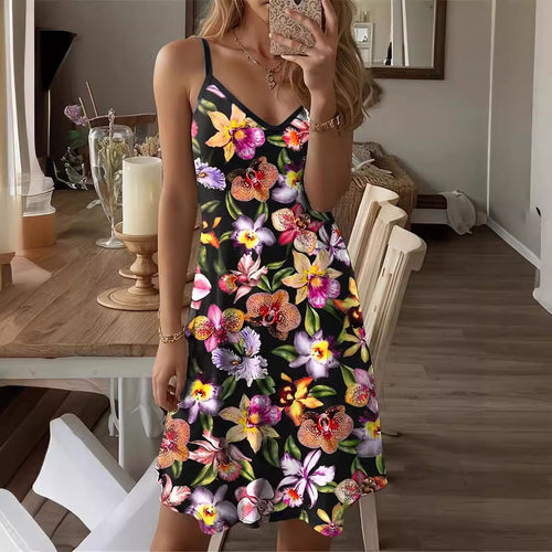 Dame Etuikjole med blomstermønster og justerbare spaghetti-stropper Stilla