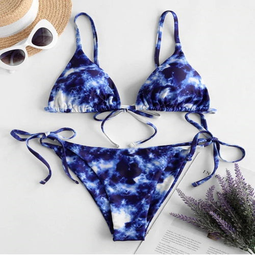 Femme Tie-Dye Snor Bikini Sæt Stilla