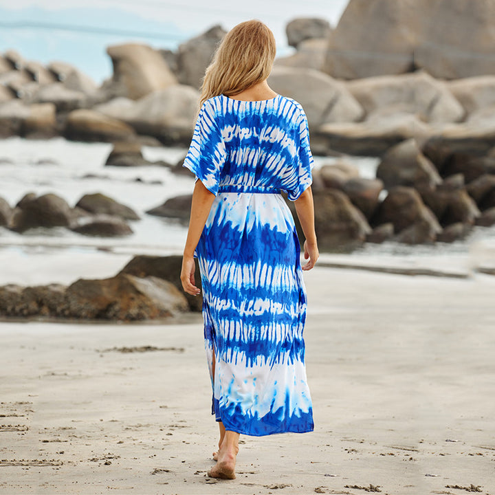 Dame Strandkaftan med afslappet snit og cool farvegradient Stilla