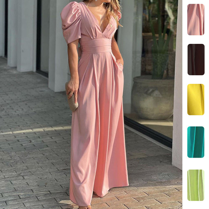 Dame jumpsuit med elegante puffærmer Stilla