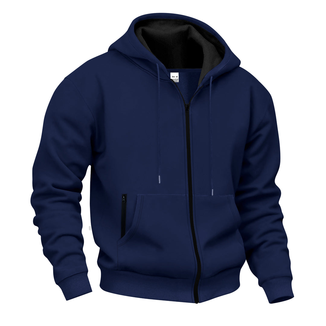 Herrer Hoodie med dobbelt lynlås og praktiske lommer Stilla