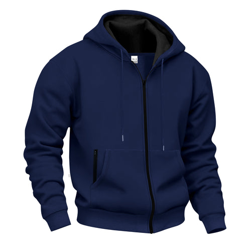 Herrer Hoodie med dobbelt lynlås og praktiske lommer Stilla