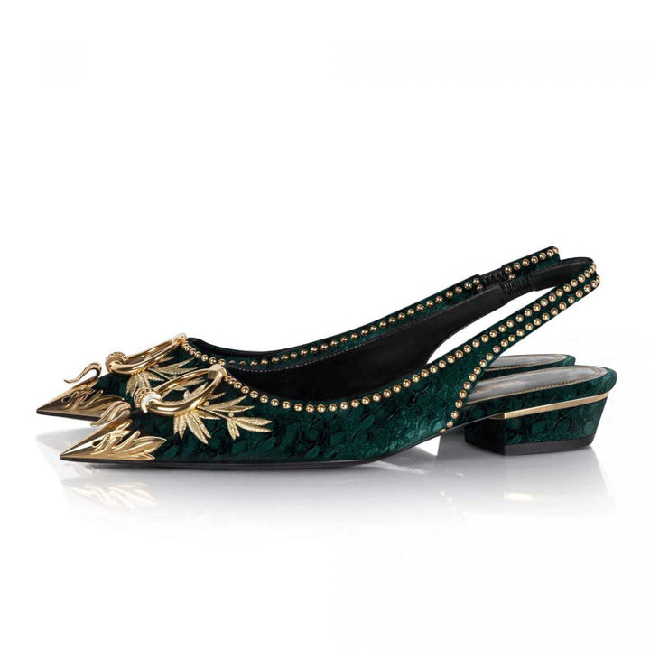 Dame elegante Slingback-flade med dekoreret design Stilla