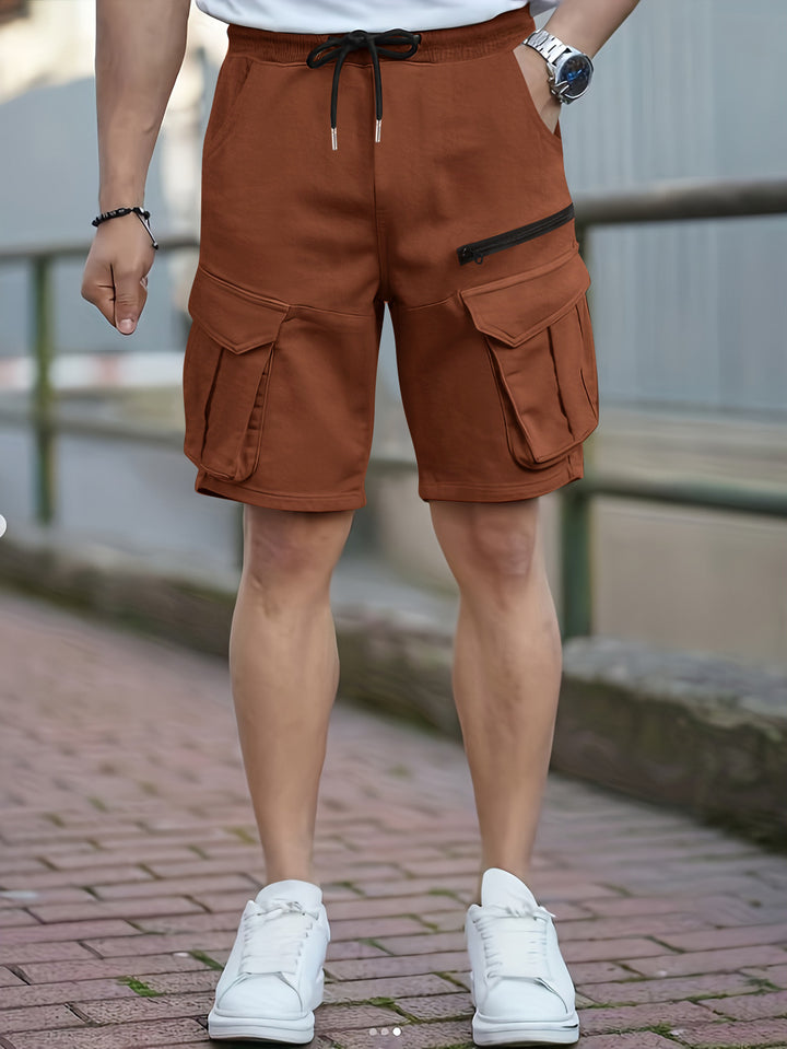 Herre Cargo-Style Utility-Shorts med Multifunktionslomme-design Stilla