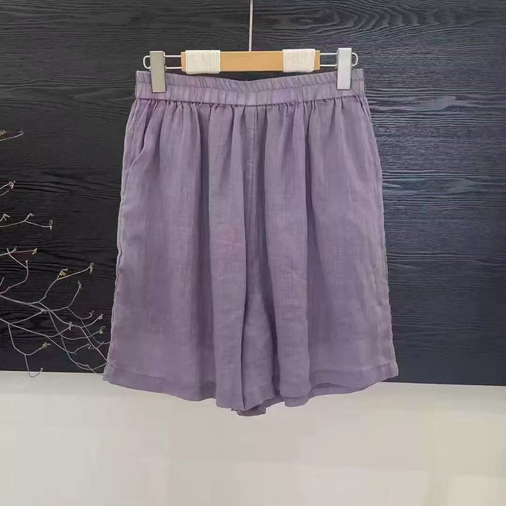 Dame Relaxed Fit Højtaljede Lærred Shorts Stilla