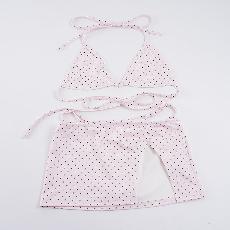 Damen Bikini-Set mit verstellbaren Trägern und zarten Punkten Skovae