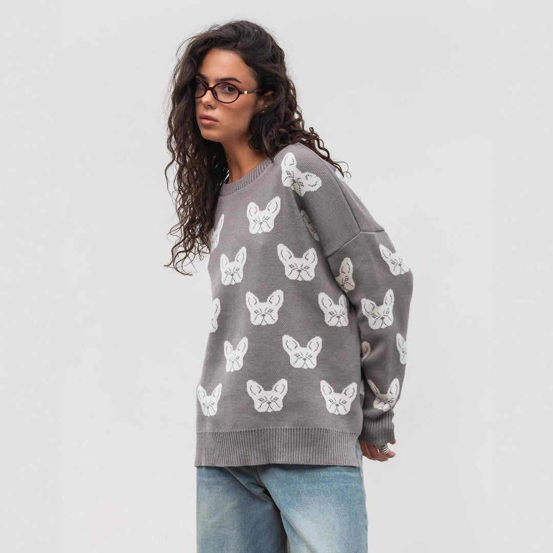 Kvinders sweater med kreativt dyremotiv og afslappet pasform Stilla