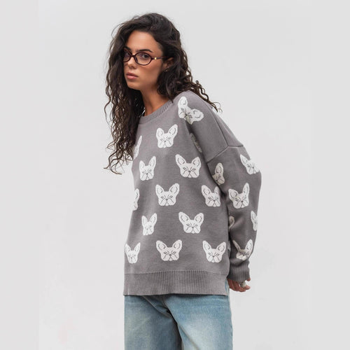 Kvinders sweater med kreativt dyremotiv og afslappet pasform Stilla
