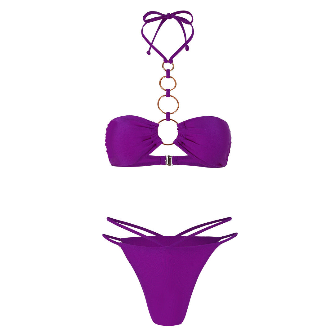Dame Bikini-sæt med kreativ ringdetalje og moderne bandeau-top Stilla