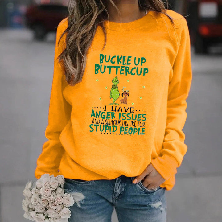 Kvinders sweatshirt med humoristisk citat og kreativt design Stilla