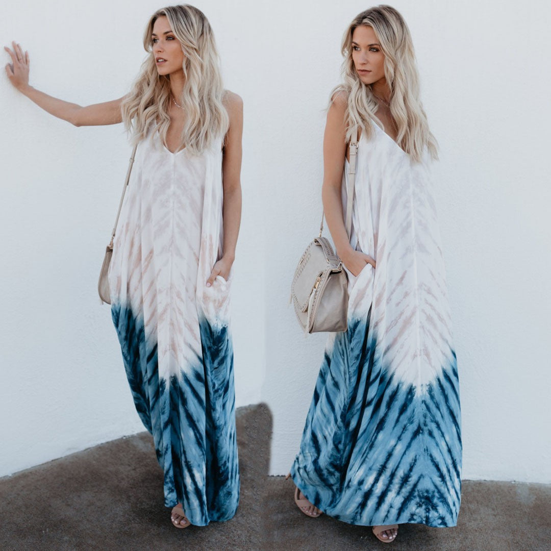Dame Længde Boho Maxikjole med sofistikeret Batik-design og praktisk lomme stil Stilla