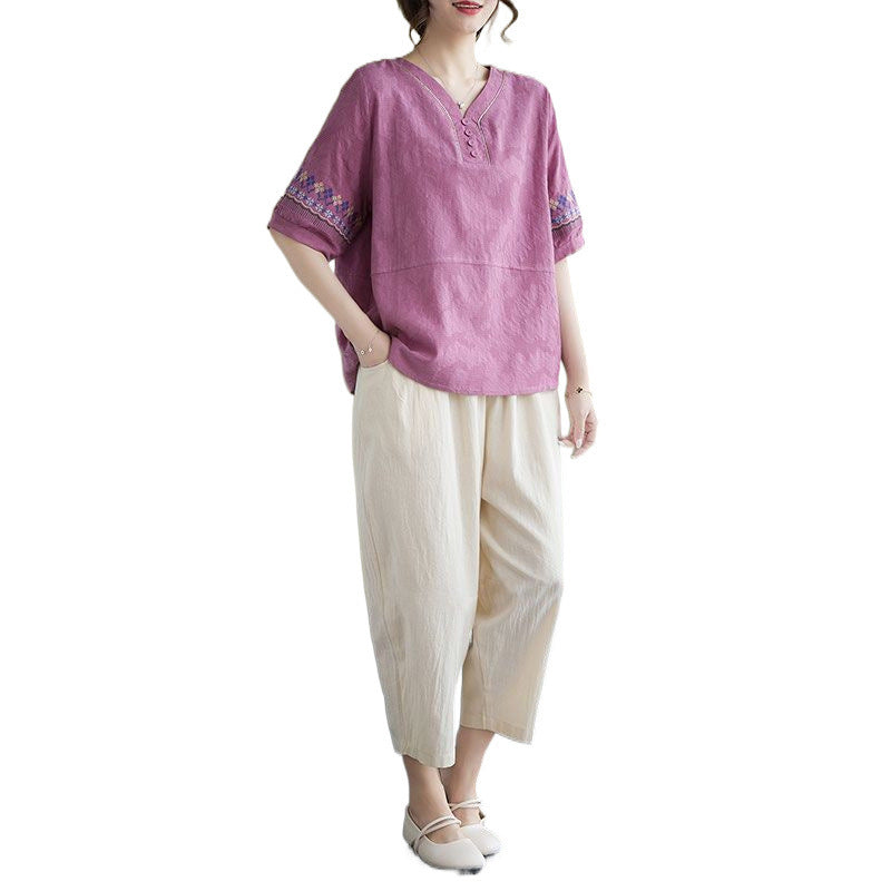 Femme Casual Broderet Overdel Stilla