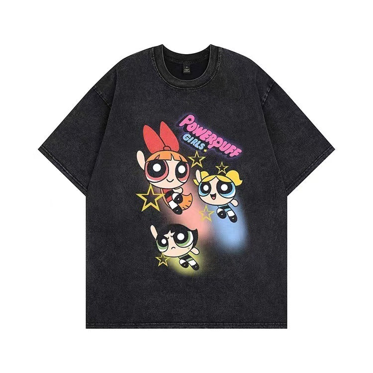 Dame T-shirt med tilpasset Powerpuff Girls grafiktryk Stilla