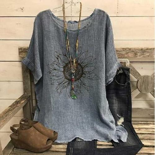 Dame Casual Oversized Grafik T-shirt Stilla