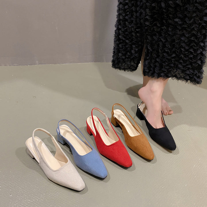 Dame Elegant Slingback Blockhæl Mules Stilla