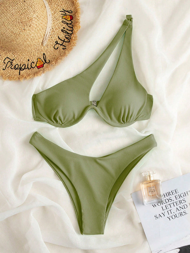 Dame Triangel-Bikini med asymmetrisk snit og polstret top Skovae