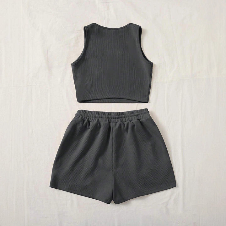 Dame Sporty To-delt Sæt med Top og Shorts Skovae