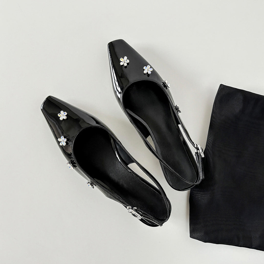 Damernes elegante blomsterdekorerede Slingback-hæle Stilla