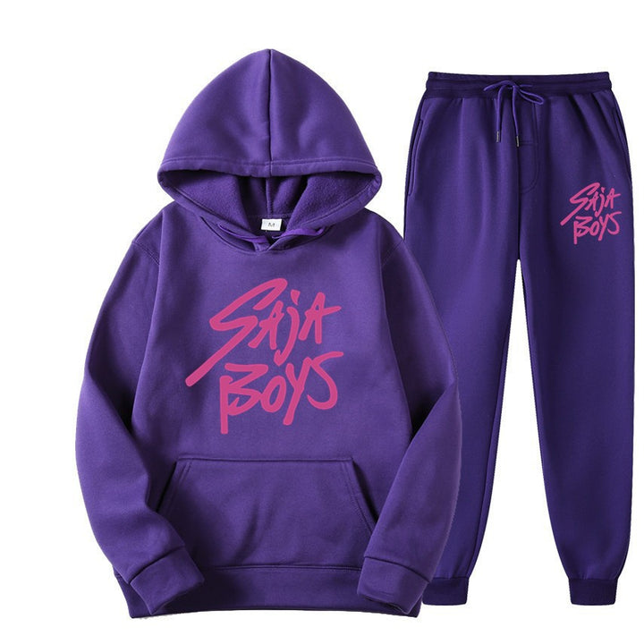 Kvinders hoodie og joggersæt med moderne grafisk print Skovae