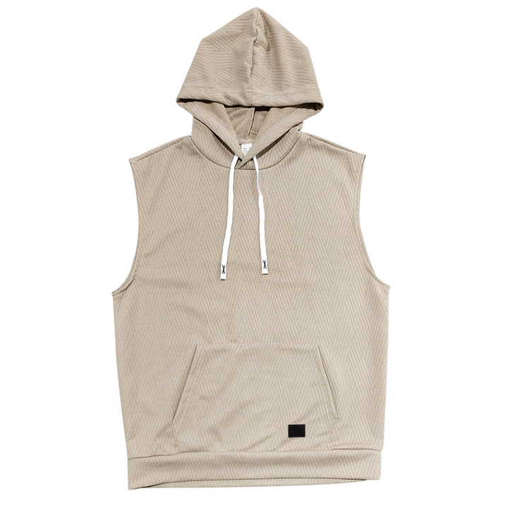 Herre ærmeløs hoodie sweatshirt med moderne rombmønster Stilla