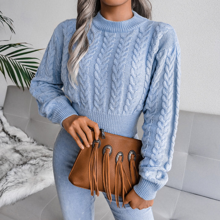Femme Cropped Tekstureret Kabelstrikpullover Stilla