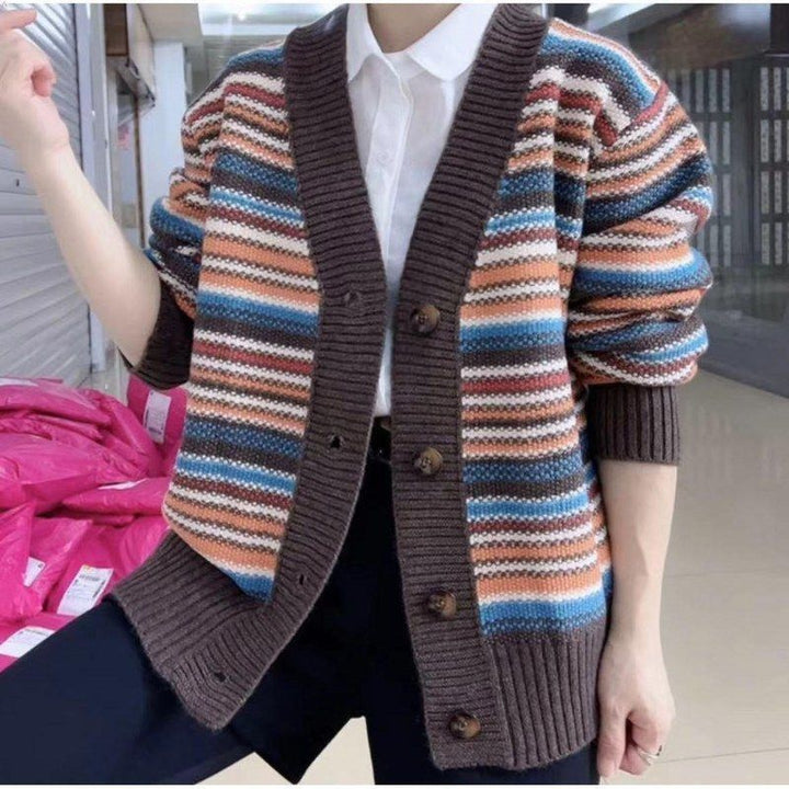 Kvinders cardigan med alsidig stribedesign Stilla