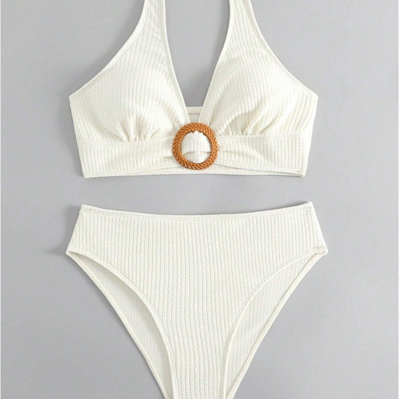 Dame bikinisæt med elegant ring-detalje og moderigtig neckholder Stilla