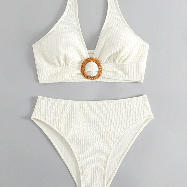 Dame bikinisæt med elegant ring-detalje og moderigtig neckholder Stilla