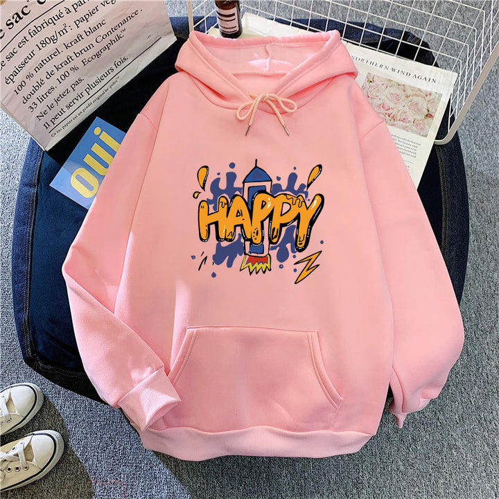 Dame hætte sweatshirt med munter grafisk design Skovae