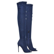 Femme Over-knyde Denim Stiletto Støvler Stilla