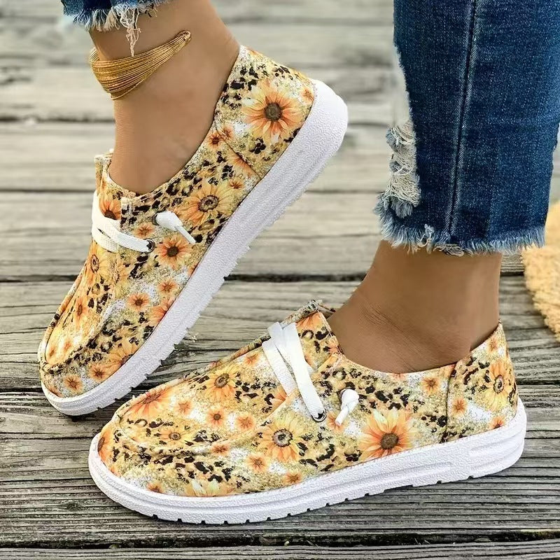 Dame Designer fritidssko med blomstermønster og komfortabel sål Stilla