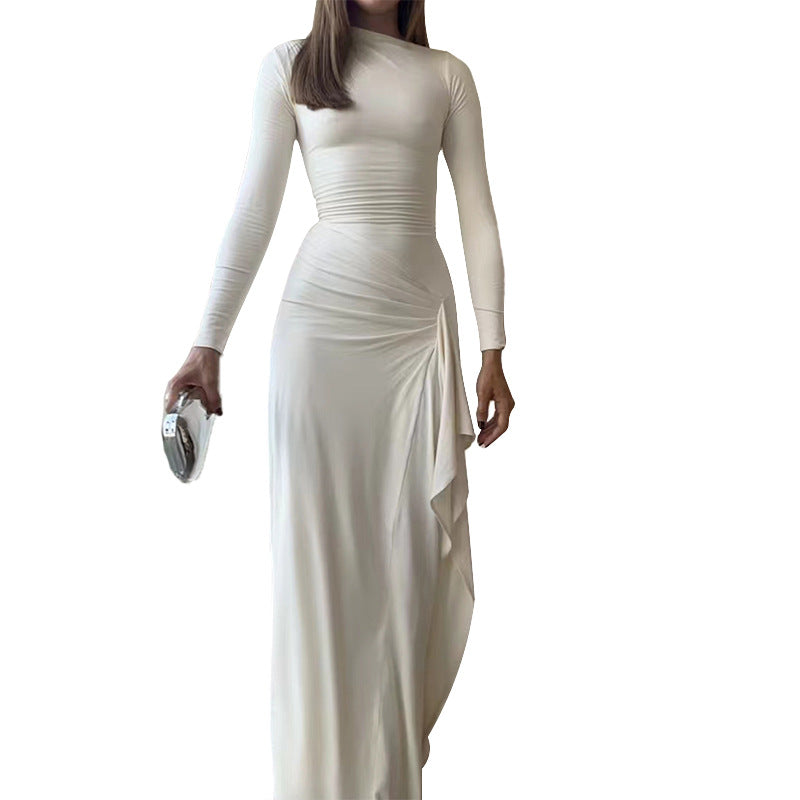 Damer Elegant Maxikjole med asymmetrisk design og rynker Stilla
