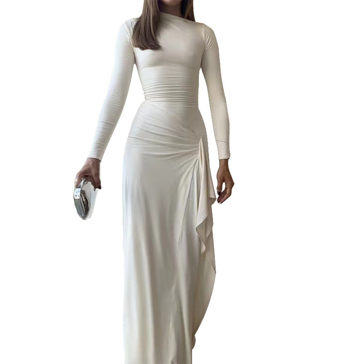 Damer Elegant Maxikjole med asymmetrisk design og rynker Stilla