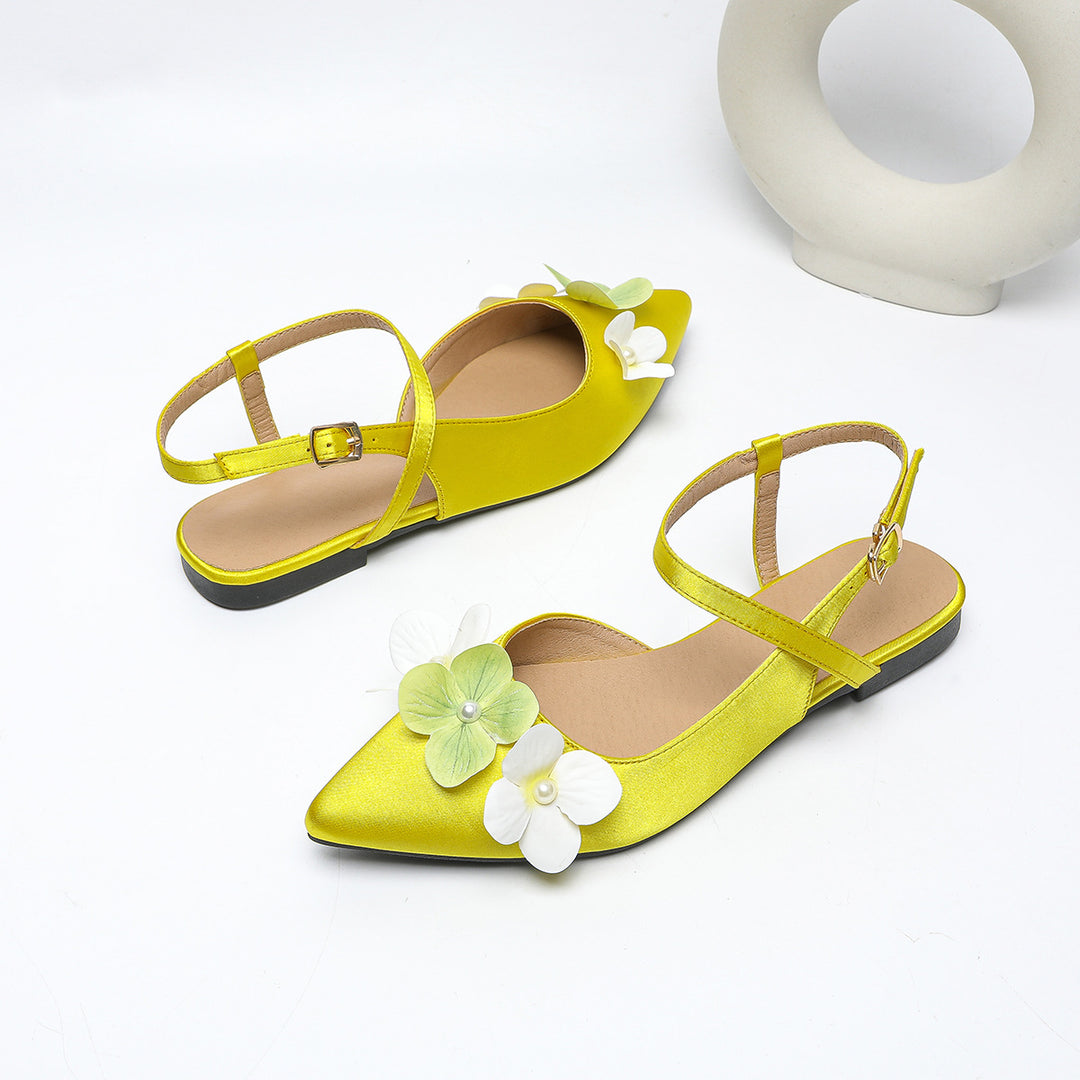 Dame Slingback Ballerinas med florale applikationer Stilla