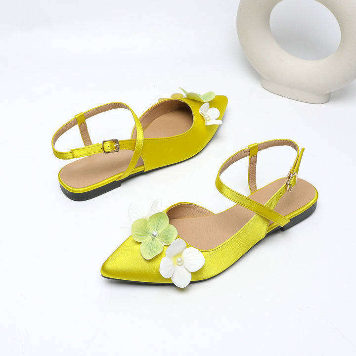 Dame Slingback Ballerinas med florale applikationer Stilla