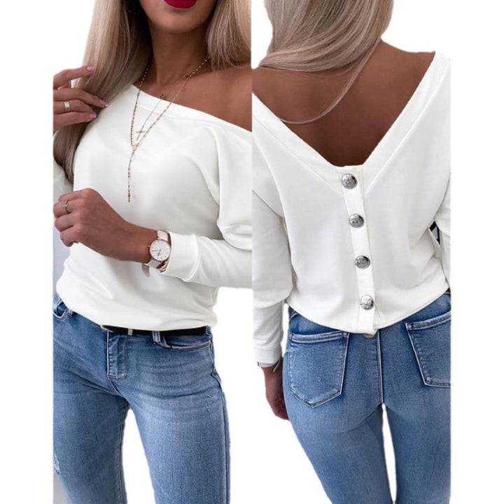 Dame Off-Shoulder Knap-besætning Langærmet Bluse Stilla