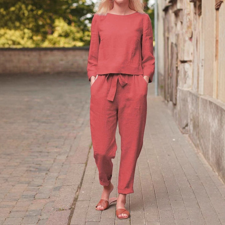 Damer Løst loungewear-sæt med elegant top og løs buks Stilla