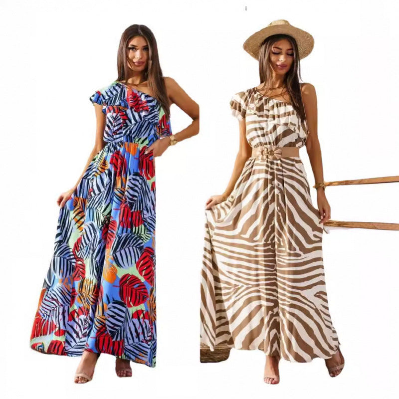 Dame Off-Shoulder Maxikjole med Rynkedetalje Stilla