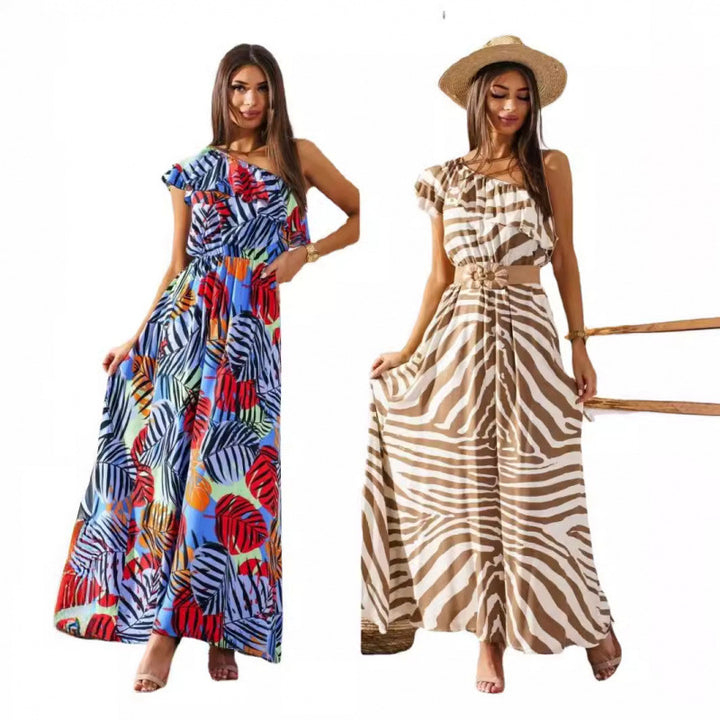 Dame Off-Shoulder Maxikjole med Rynkedetalje Stilla