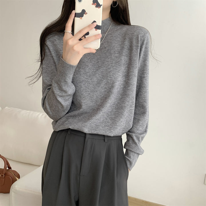 Dame finstrikket sweater med moderne ståkrave og afslappet pasform Stilla