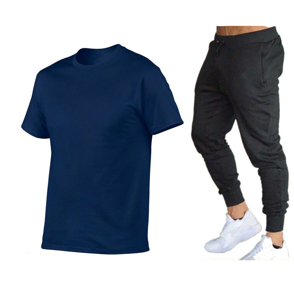 Herre sporty T-shirt og joggingbukser-sæt med funktionelt design Stilla