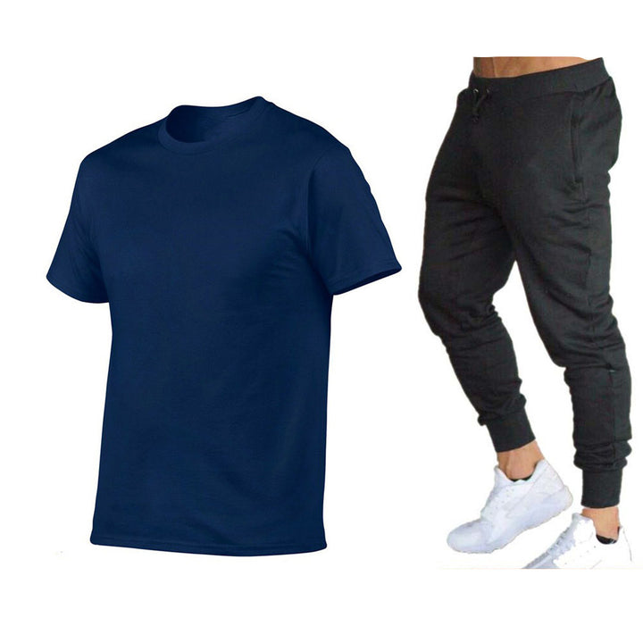 Herre sporty T-shirt og joggingbukser-sæt med funktionelt design Stilla