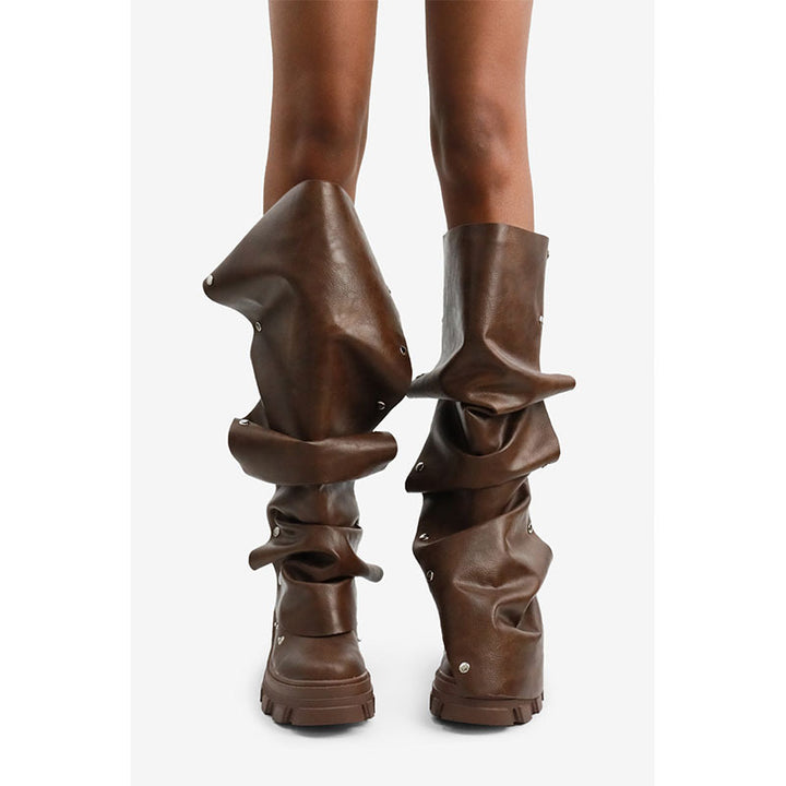 Femme dekorative Over-the-Knee Slouch-Støvler med Nitte-detaljer Stilla
