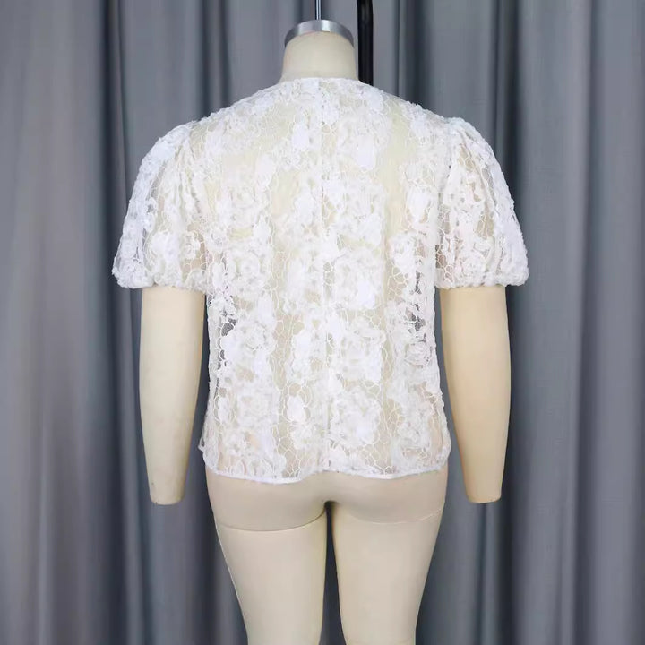 Dame Legesyget blonde bluse med voluminøse ærmer Skovae