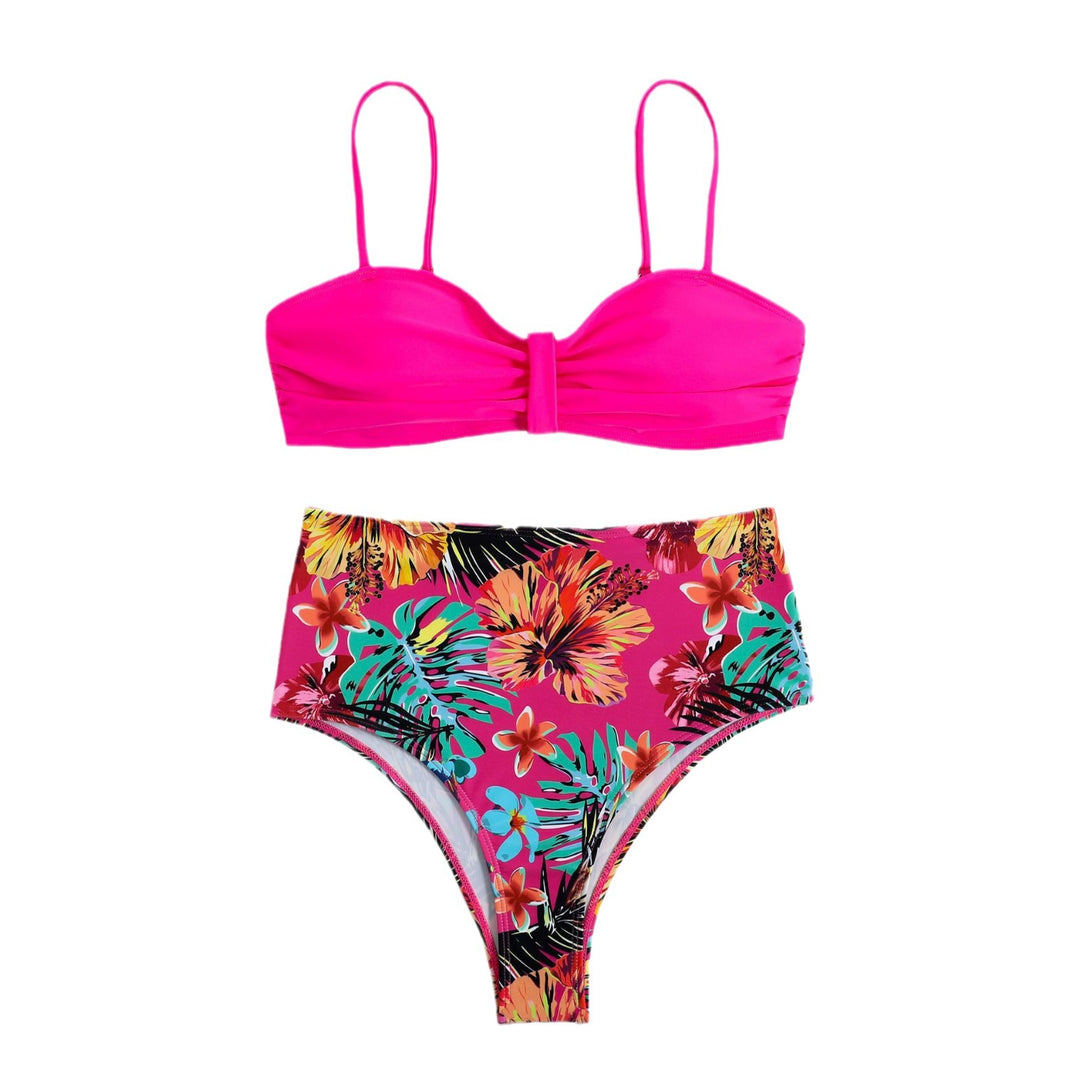 Dame bikini sæt med blomsterdesign og højt skåret taljebuks Stilla