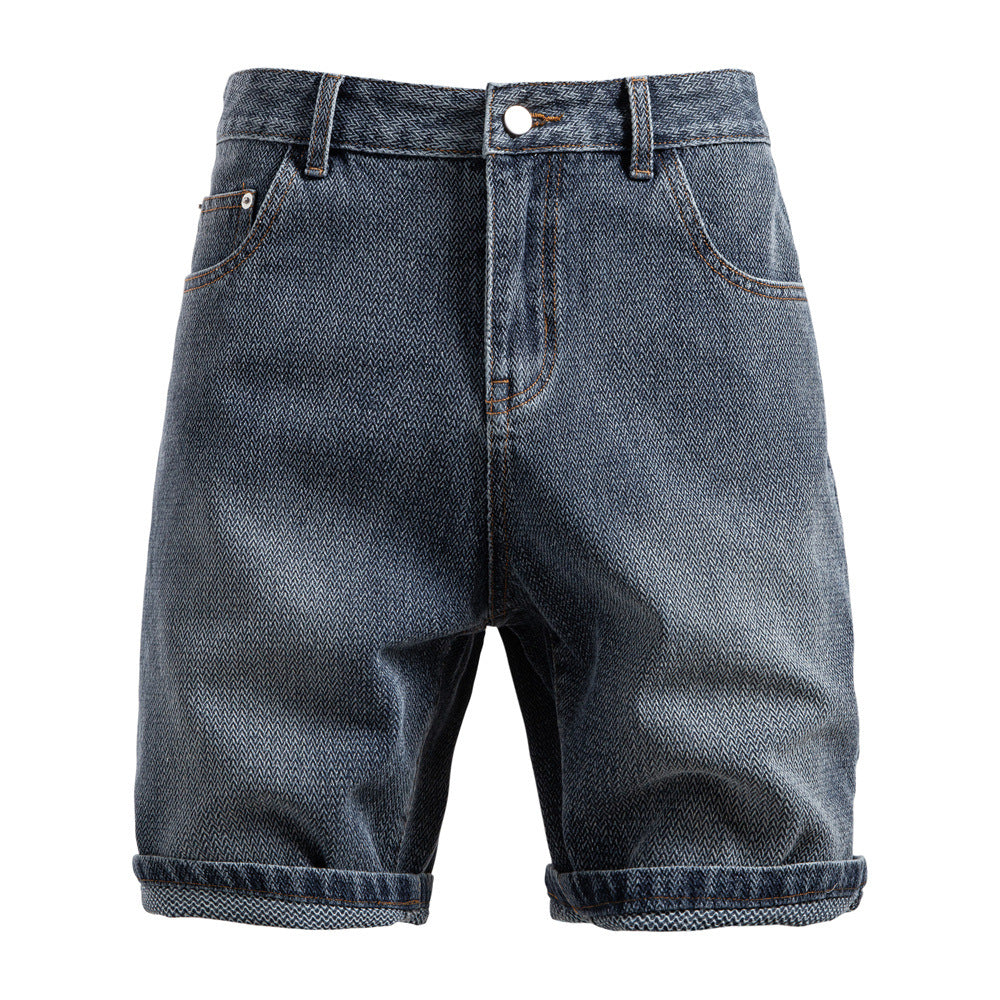Herre jeans-shorts i afslappet design med højt hævede benafslutninger og sidelommer Stilla