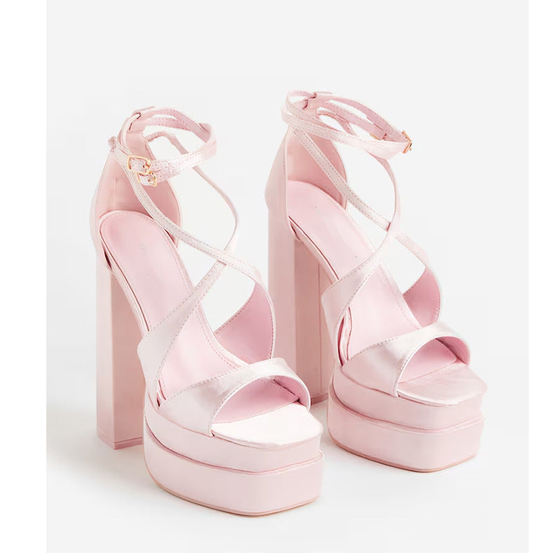 Femme Strappy Chunky Platform Sko Stilla