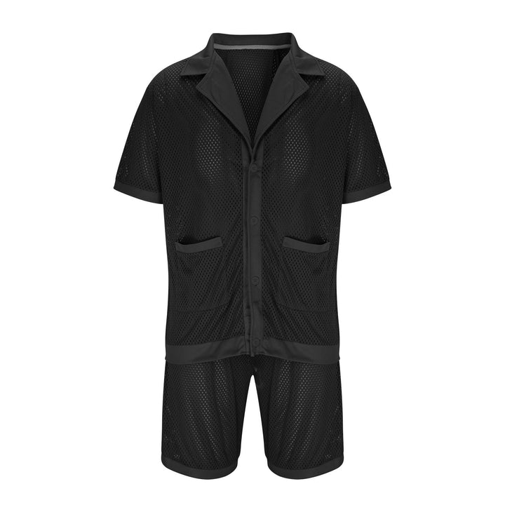 Dame afslappet netpyjamasæt med korte ærmer og shorts Stilla