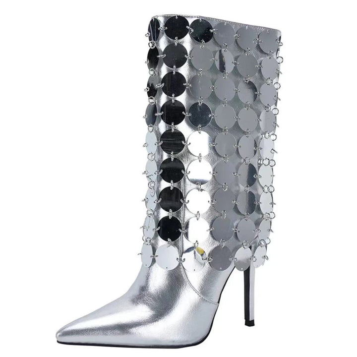 Femme High-Stiletto Metallic Overlay Ankelstøvler Stilla