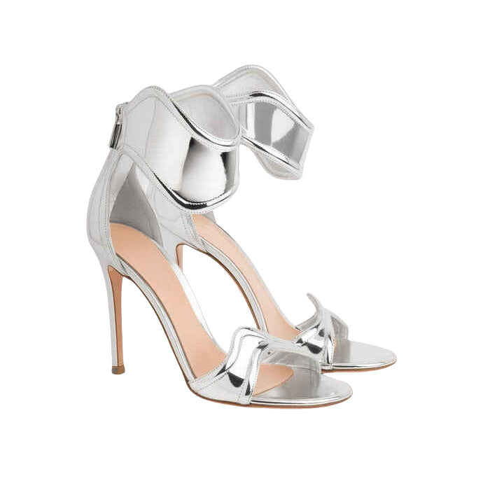 Femme Elegante Metallic Ankelsnor Højhælede Sandaler Stilla